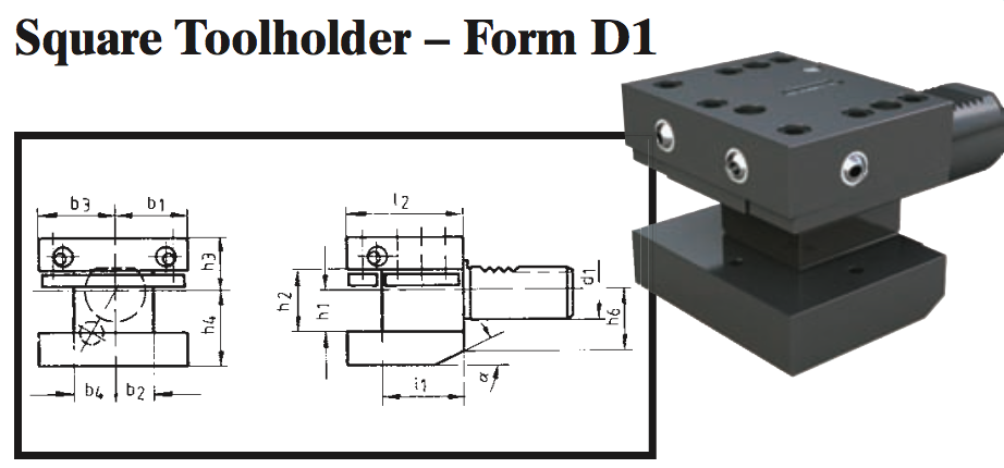 VDI Square Toolholder - Form D1 - Part #: CNC86 41.6032 - Exact Tool & Supply