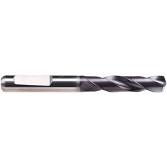 #21 Dia. × 6 mm Shank × 24 mm Flute Length × 66 mm OAL, 140°, TiAlN-TA14, 2 Flute, External Coolant, HE Solid Carbide Drill - Exact Tool & Supply