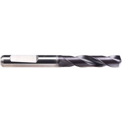 #21 Dia. × 6 mm Shank × 24 mm Flute Length × 66 mm OAL, 140°, TiAlN-TA14, 2 Flute, External Coolant, HE Solid Carbide Drill - Exact Tool & Supply