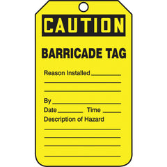 Barricade Tag, Caution Barricade Tag, 25/Pk, Cardstock - Exact Tool & Supply