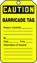 Barricade Tag, Caution Barricade Tag, 25/Pk, Plastic - Exact Tool & Supply