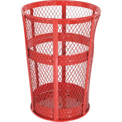 Trash Receptical E x p Metal Round 48 Gallon-Red - Exact Tool & Supply