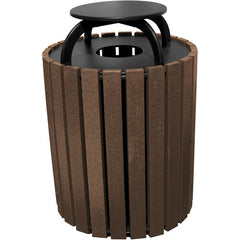 Trash Receptical Poly Rain Cap Round 49 Gal-Brown - Exact Tool & Supply