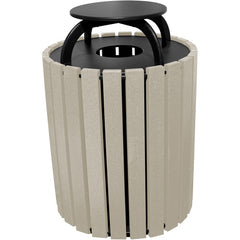 Trash Receptical Poly Rain Cap Round 49 Gal-Sand - Exact Tool & Supply