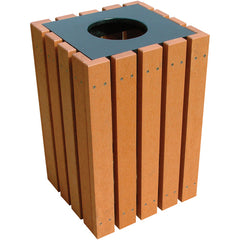 Trash Receptical Poly Square 22 Gallon-Cedar - Exact Tool & Supply