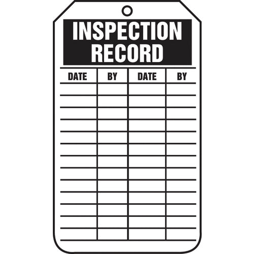 Inspection Record Tag, Inspection Record, 25/Pk, Cardstock - Exact Tool & Supply