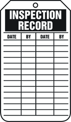 Inspection Record Tag, Inspection Record, 25/Pk, Plastic - Exact Tool & Supply