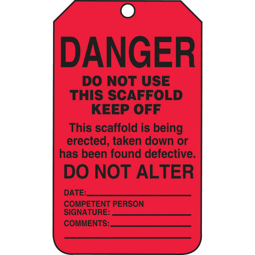 Scaffold Tag, Danger Do Not Use This Scaffold Keep Off, 25/Pk, Cardstock - Exact Tool & Supply