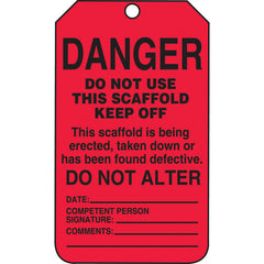 Scaffold Tag, Danger Do Not Use This Scaffold Keep Off, 25/Pk, Cardstock - Exact Tool & Supply