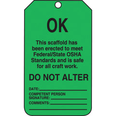 Scaffold Tag, OK This Scaffold Has Been Erected To Meet Federal, 25/Pk, Cardstock - Exact Tool & Supply