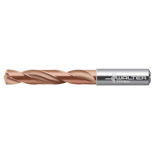 11.5 mm Dia. × 12 mm Shank × 71 mm Flute Length × 118 mm OAL, 5xD, 140°, 2xD Flute, Coolant Thru, DIN 6537 L, Round Solid Carbide Drill - Exact Tool & Supply