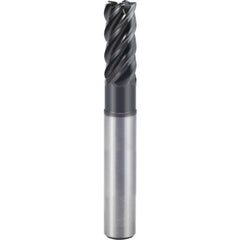1/2″ × 1/2″ × 5/8″ × 6″ 5 Flute 0.0300″ C/R Carbide End Mill-Plain Shank - Y-Coating - Exact Tool & Supply