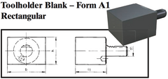 VDI Toolholder Blank - Form A1 Rectangular - Part #: CNC86 B20.65.100.60 - Exact Tool & Supply