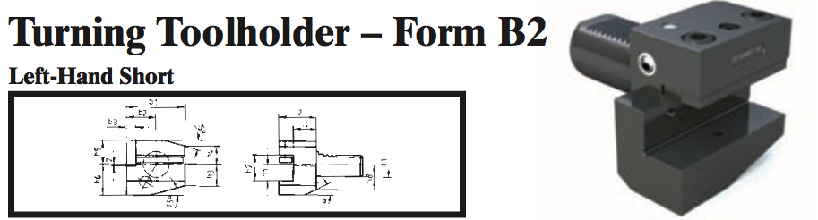 VDI Turning Toolholder - Form B2 (Left-Hand Short) - Part #: CNC86 22.3025 - Exact Tool & Supply