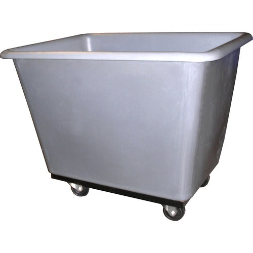 4 bushel poly-truck. Molded plastic body bolted to all-welded angle-iron frame with 3″ casters welded in a corner pattern (2-swivel, 2-rigid) - Exact Tool & Supply
