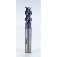 3/4″ × 3/4″ × 1″ × 5″ 4 Flute Square End Carbide End Mill-Flat Shank - Y-Coating - Exact Tool & Supply