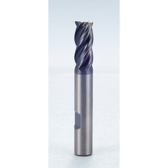 3/8″ × 3/8″ × 1/2″ × 2 1/2″ 4 Flute Chamfer Carbide End Mill-Flat Shank - Y-Coating - Exact Tool & Supply