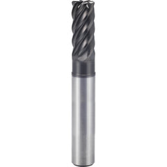3/8″ × 3/8″ × 1/2″ × 4″ 6 Flute 0.0900'' C/R Carbide End Mill-Plain Shank - Y-Coating - Exact Tool & Supply