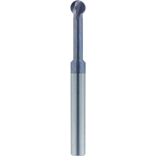 ‎3/8″ Dia. × 3/8″ Shank × 1.07″ DOC × 2-1/2 OAL, Carbide nACo, 4 Flute, Ballnose End Mill - Exact Tool & Supply