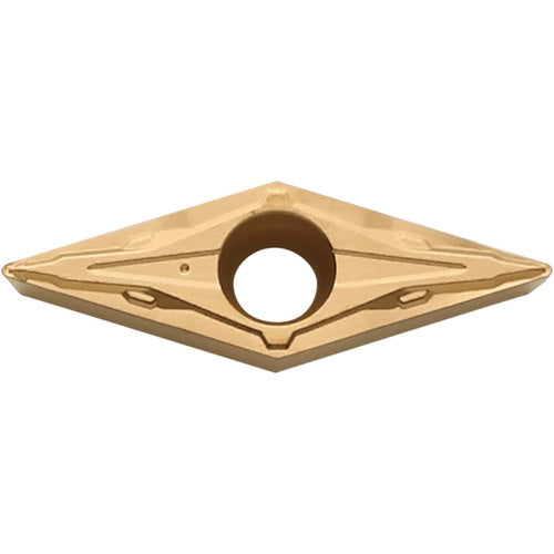 VCMT 151505 PP PV720, 0.0079″ Corner Radius, 3/32″ Thick, 3/16″ Inscribed Circle, TiCN (MEGACOAT NANO), Diamond, Turning Indexable Insert - Exact Tool & Supply