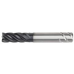 1x1x1-1/4x1-3/4x8 5FL Square Carbide End Mill-Round Shank-AlTiN - Exact Tool & Supply