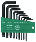 9 Piece - T8; T9; T10; T15; T20; T25; T27; T30; T40 - Black Finish - Torx L-Key Short Arm Set & Holder - Exact Tool & Supply