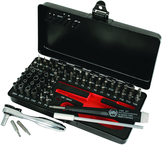 Master Tech 65 Piece Set - ESD Handle, MIni Ratchet and MicroBits In Metal Storage Box - Exact Tool & Supply