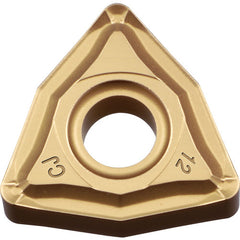 WNMG 432 CJ CA5525, 1/32″ Corner Radius, 3/16″ Thick, 1/2″ Inscribed Circle, TiCnulll2O3/TiN, Trigon, Turning Indexable Insert - Exact Tool & Supply