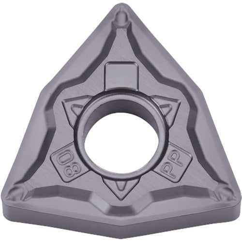 WNMG 431 PP PV7025, 1/64″ Corner Radius, 3/16″ Thick, 1/2″ Inscribed Circle, TiCN (MEGACOAT), Trigon, Turning Indexable Insert - Exact Tool & Supply