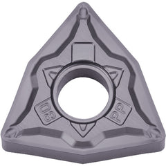 WNMG 431 PP PV7025, 1/64″ Corner Radius, 3/16″ Thick, 1/2″ Inscribed Circle, TiCN (MEGACOAT), Trigon, Turning Indexable Insert - Exact Tool & Supply