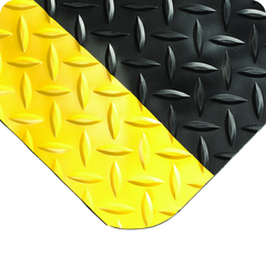Diamond-Plate Select 15/16" x 4' x 75' Black/Yellow Work Mat - Exact Tool & Supply