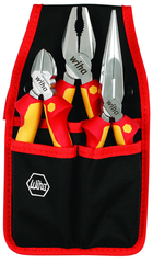 3 Piece - Insulated Belt Pack Pouch Set with 6.3" Diagonal Cutters; 8" Long Nose Pliers; 8" Combination Pliers in Belt Pack Pouch - Exact Tool & Supply