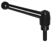 70554, Clamp Lever Size 5 Zinc Ball Style with Steel Stud Insert 5/8-11 x 2.36, Screw and Spring - Exact Tool & Supply