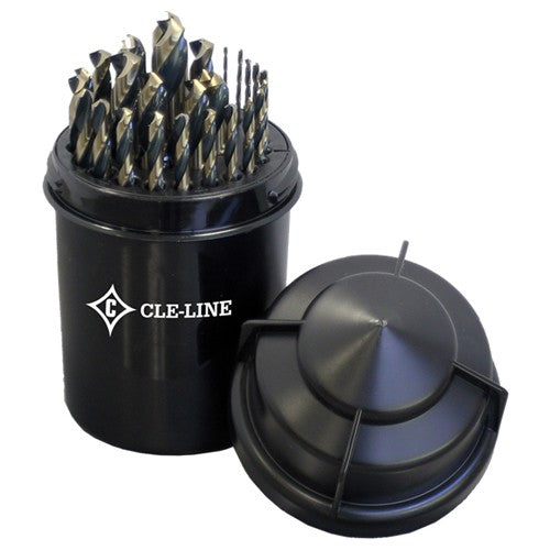 ‎1/16-1/2 RHS / RHC HSS 135 Degree Split Point Bit Barrel™ Black & Gold Jobber Length Drill Set - Black & Gold - Exact Tool & Supply
