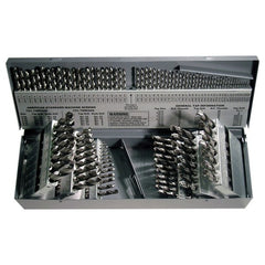 ‎1/16-1/2, A-Z, #1-#60 RHS / RHC HSS 118 Degree Radial Point CLE-MAX™ Jobber Length Drill Set - Bright - Exact Tool & Supply