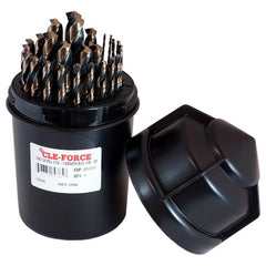 ‎1/16-1/2 RHS / RHC HSS 135 Degree Split Point Bit Barrel™ Black & Gold Jobber Length Drill Set - Black & Gold - Exact Tool & Supply