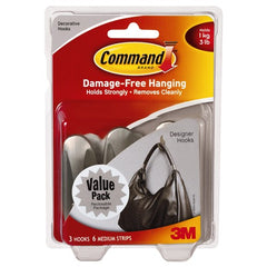 ‎Command Medium Designer Hook 17081BN-3ES Brushed Nickel - Exact Tool & Supply