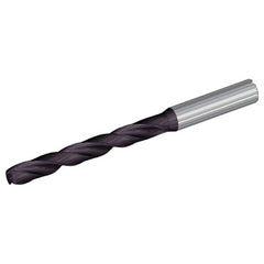 6 mm Dia. × 6 mm Shank × 86 mm Flute Length × 125 mm OAL, 12xD, 132°, TiAlN, 2xD Flute, Coolant Thru, 3MT Solid Carbide Drill - Exact Tool & Supply