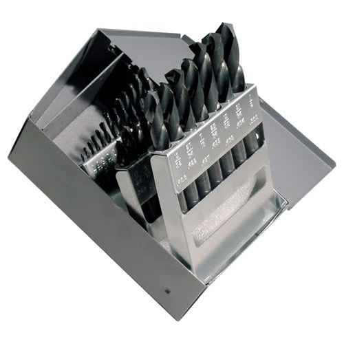 ‎1/16-1/2 RHS / RHC HSS 135 Degree Split Point Heavy Duty Screw Machine Length Drill Set - Steam Oxide - Exact Tool & Supply
