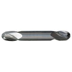 ‎7/32″ Dia. × 3/8″ Shank × 9/16″ DOC × 3-1/2″ OAL, Carbide TiAlN, Spiral , 4 Flute, CW Helix, Round, Ballnose End Mill - Exact Tool & Supply
