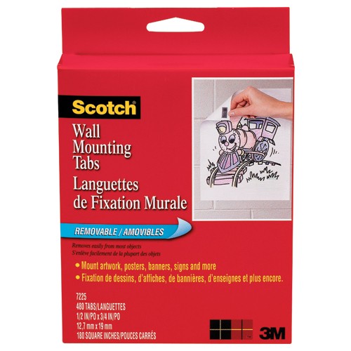 Scotch Wall Mounting Tabs 7225 1/2″ × 3/4″ 480 Tabs/Box - Exact Tool & Supply