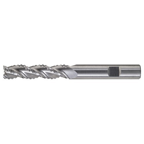 ‎1/4″ × 1/4″ × 3/4″ × 2-1/2″ RHS / RHC Solid Carbide 3-Flute Square End High-Performance Roughing End Mill - Bright - Exact Tool & Supply