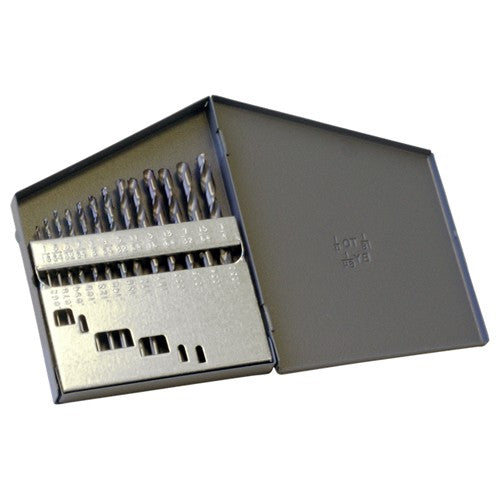 ‎1/16-1/4 RHS / RHC HSS 135 Degree Split Point Heavy Duty Jobber Length Drill Set - TiAlN - Exact Tool & Supply