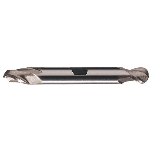 ‎5/16″ Dia. × 3/8″ Shank × 9/16″ DOC × 3-1/2″ OAL, HSS Bright, Spiral , 2 Flute, CW Helix, Weldon, Ballnose End Mill - Exact Tool & Supply