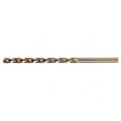 #1 RHS / RHC HSS-CO 8% (M42) 135 Degree Split Point Q-Cobalt Wide Land Parabolic Taper Length Drill - Straw / Gold Oxide - Exact Tool & Supply