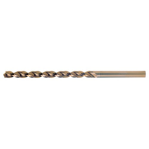 3.50mm RHS / RHC HSS-CO 8% (M42) 135 Degree Split Point Q-Cobalt Wide Land Parabolic Taper Length Drill - Straw / Gold Oxide - Exact Tool & Supply