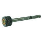 3" Diameter - Crimped Filament Internal Brush Deburring Tool - 0.055/120 Grit - 3/8" ARBOR - Exact Tool & Supply