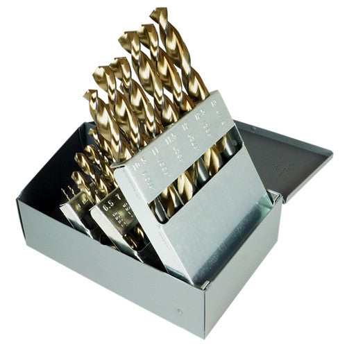 ‎1mm-13mm RHS / RHC HSS 135 Degree Split Point Heavy Duty Black & Gold Parabolic Jobber Length Drill Set - Black & Gold - Exact Tool & Supply
