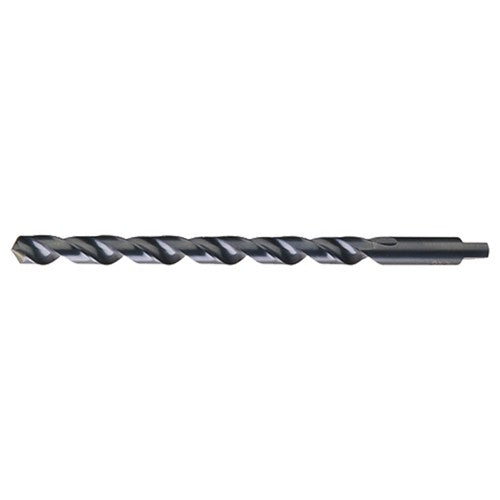 1/8 RHS / RHC HSS 118 Degree Notched Point Heavy Duty Taper Length with Automotive Tanged Shank Drill - Steam Oxide - Exact Tool & Supply
