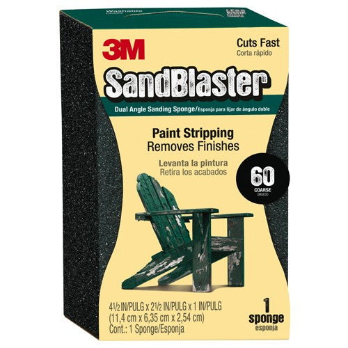3M SandBlaster EDGE DETAILING Sanding Sponge 9558 60 grit 4 1/2″ × 2 1/2 × 1″ - Exact Tool & Supply